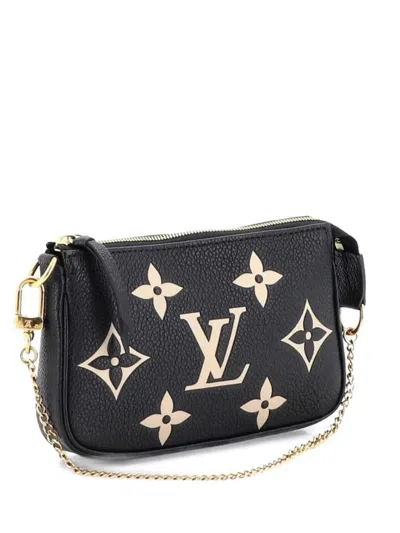 Pre-owned Louis Vuitton Pochette Accessoires Bicolor Monogram Empreinte Giant Mini Clutch Bag In Black
