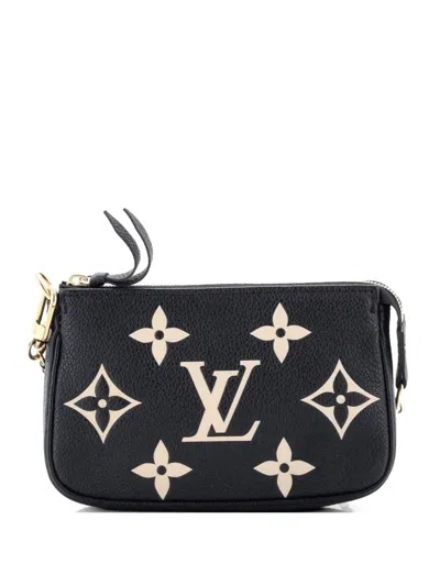 Pre-owned Louis Vuitton Pochette Accessoires Bicolor Monogram Empreinte Giant Mini Clutch Bag In Black