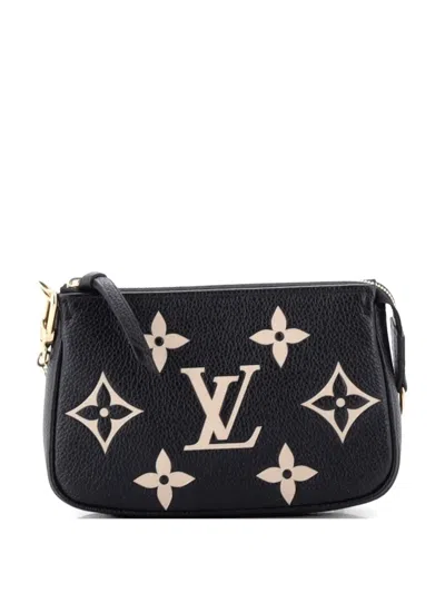 Pre-owned Louis Vuitton Pochette Accessoires Bicolor Monogram Empreinte Giant Mini Clutch Bag In Black
