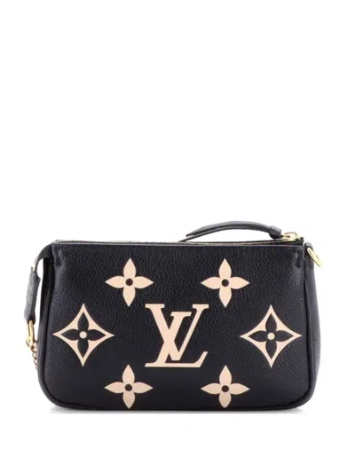 Pre-owned Louis Vuitton Pochette Accessoires Bicolor Monogram Empreinte Giant Mini Clutch Bag In Black