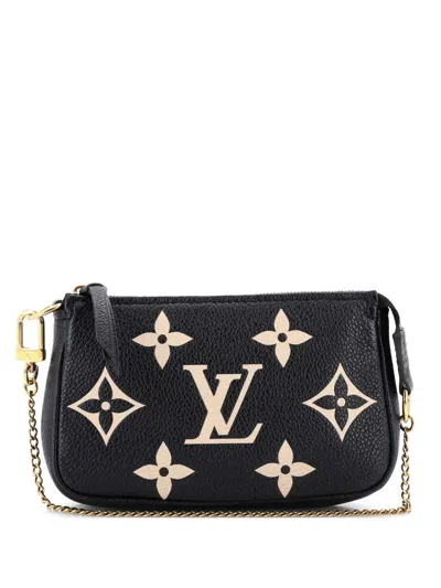 Pre-owned Louis Vuitton Pochette Accessoires Bicolor Monogram Empreinte Giant Mini Clutch Bag In Black