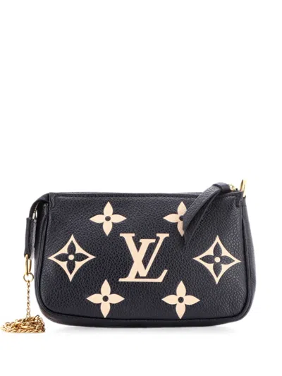 Pre-owned Louis Vuitton Pochette Accessoires Bicolor Monogram Empreinte Giant Mini Clutch Bag In Black