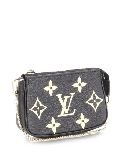 Pre-owned Louis Vuitton Pochette Accessoires Bicolor Monogram Empreinte Giant Mini Clutch Bag In Black