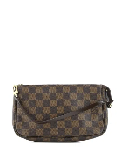 Pre-owned Louis Vuitton Pochette Accessoires Damier Clutch Bag In Brown