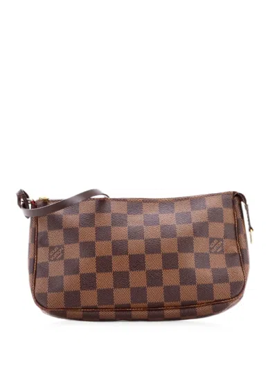 Pre-owned Louis Vuitton Pochette Accessoires Damier Clutch Bag In Brown