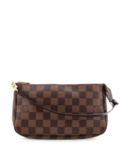 Pre-owned Louis Vuitton Pochette Accessoires Damier Clutch Bag In Brown