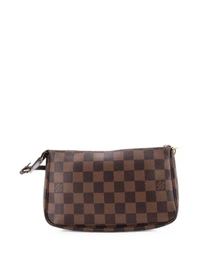 Pre-owned Louis Vuitton Pochette Accessoires Damier Clutch Bag In Brown
