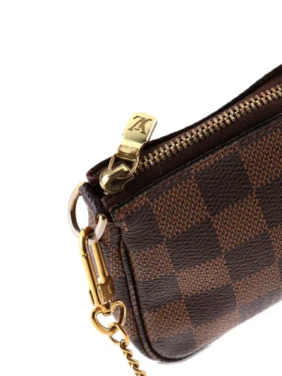 Pre-owned Louis Vuitton Pochette Accessoires Damier Mini Clutch Bag In Brown