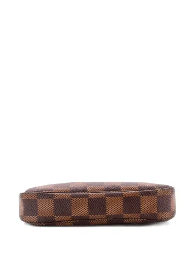 Pre-owned Louis Vuitton Pochette Accessoires Damier Mini Clutch Bag In Brown