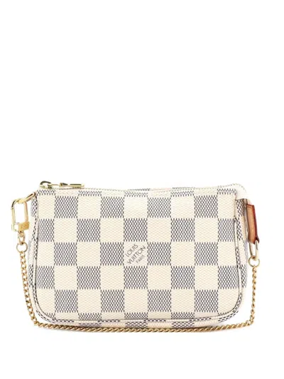 Pre-owned Louis Vuitton Pochette Accessoires Damier Mini Clutch Bag In White