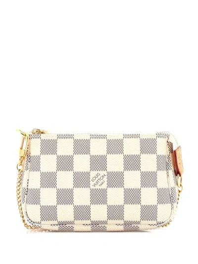 Pre-owned Louis Vuitton Pochette Accessoires Damier Mini Clutch Bag In White