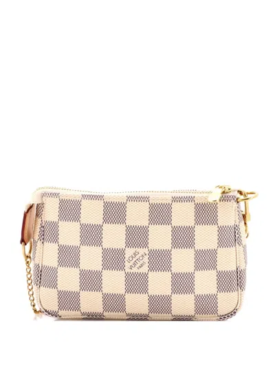 Pre-owned Louis Vuitton Pochette Accessoires Damier Mini Clutch Bag In White
