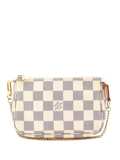 Pre-owned Louis Vuitton Pochette Accessoires Damier Mini Clutch Bag In White