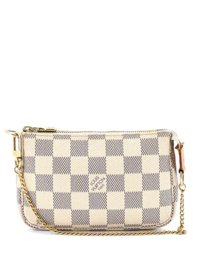 Pre-owned Louis Vuitton Pochette Accessoires Damier Mini Clutch Bag In White