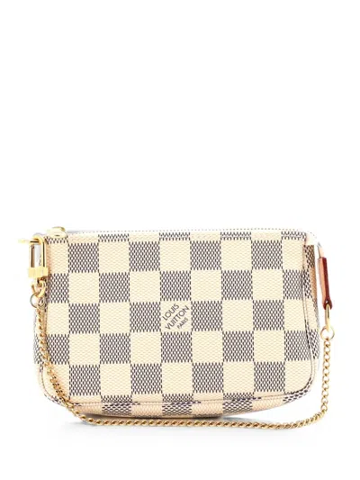 Pre-owned Louis Vuitton Pochette Accessoires Damier Mini Clutch Bag In White