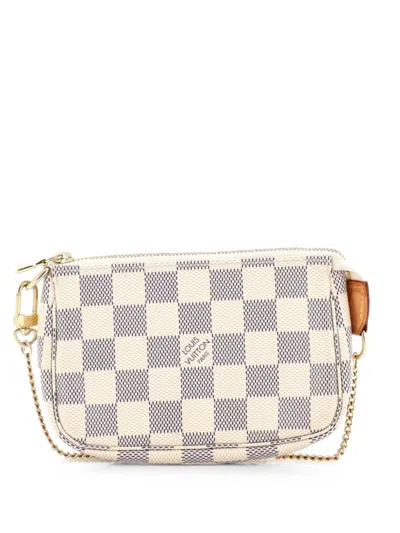 Pre-owned Louis Vuitton Pochette Accessoires Damier Mini Clutch Bag In White