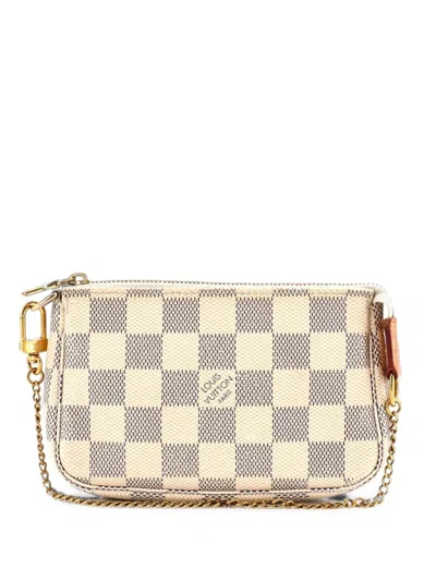 Pre-owned Louis Vuitton Pochette Accessoires Damier Mini Clutch Bag In White
