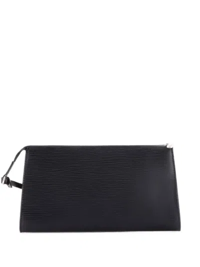 Pre-owned Louis Vuitton Pochette Accessoires Epi Leather Clutch Bag In Black