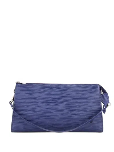 Pre-owned Louis Vuitton Pochette Accessoires Epi Leather Clutch Bag In Blue