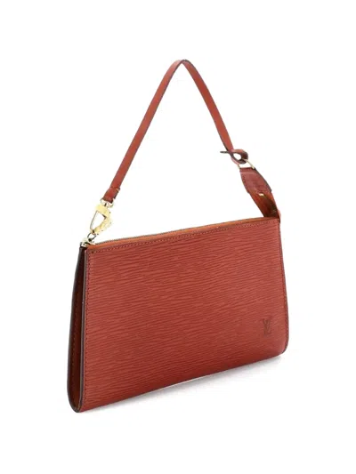 Pre-owned Louis Vuitton Pochette Accessoires Epi Leather Clutch Bag In Brown