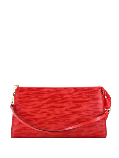 Pre-owned Louis Vuitton Pochette Accessoires Epi Leather Clutch Bag In Red
