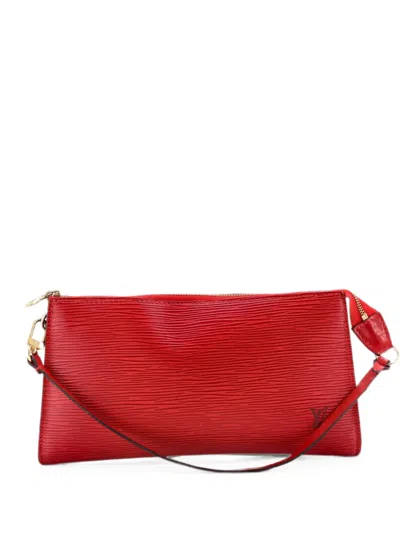 Pre-owned Louis Vuitton Pochette Accessoires Epi Leather Clutch Bag In Red