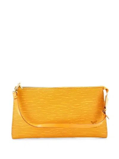 Pre-owned Louis Vuitton Pochette Accessoires Epi Leather Clutch Bag In Yellow