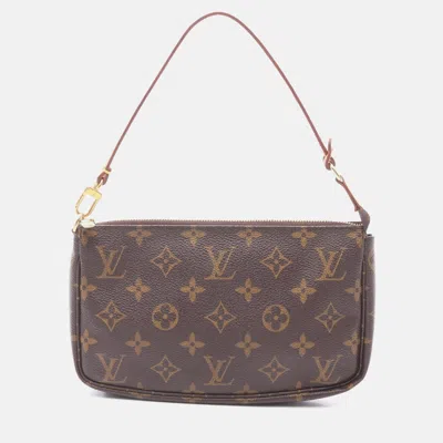 Pre-owned Louis Vuitton Pochette Accessoires Handbag Monogram Canvas In Brown