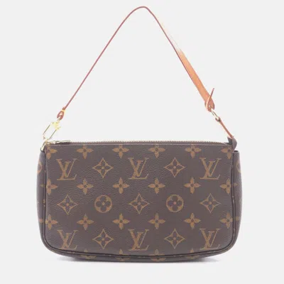 Pre-owned Louis Vuitton Pochette Accessoires Handbag Monogram Canvas In Brown