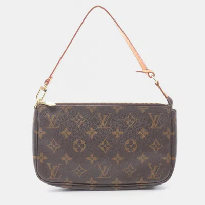 Pre-owned Louis Vuitton Pochette Accessoires Handbag Pouch Monogram Canvas In Brown