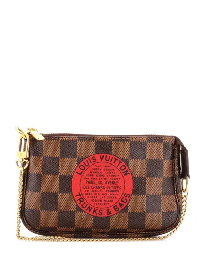 Pre-owned Louis Vuitton Pochette Accessoires Limited Edition Damier Mini Clutch Bag In Brown
