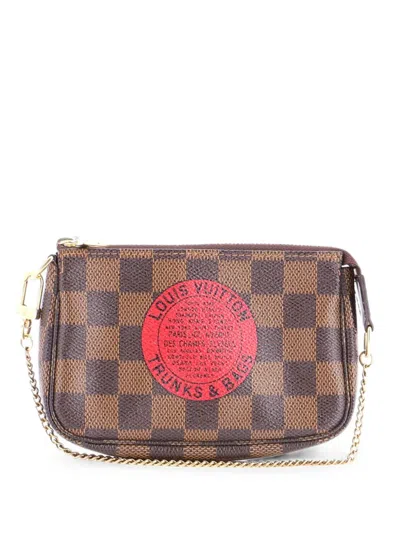 Pre-owned Louis Vuitton Pochette Accessoires Limited Edition Damier Mini Clutch Bag In Brown