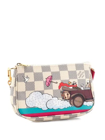 Pre-owned Louis Vuitton Pochette Accessoires Limited Edition Damier Mini Clutch Bag In White