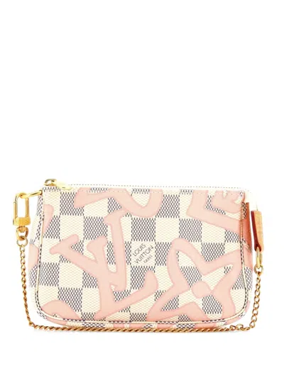 Pre-owned Louis Vuitton Pochette Accessoires Limited Edition Damier Tahitienne Mini Clutch Bag In White