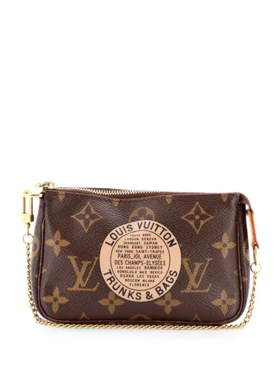 Pre-owned Louis Vuitton Pochette Accessoires Limited Edition Monogram Canvas Mini Clutch Bag In Brown