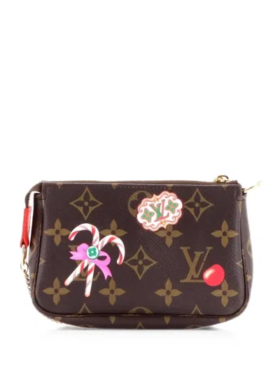 Pre-owned Louis Vuitton Pochette Accessoires Limited Edition Monogram Canvas Mini Clutch Bag In Brown