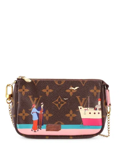 Pre-owned Louis Vuitton Pochette Accessoires Limited Edition Monogram Canvas Mini Clutch Bag In Brown