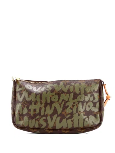 Pre-owned Louis Vuitton Pochette Accessoires Limited Edition Monogram Graffiti Shoulder Bag In Brown