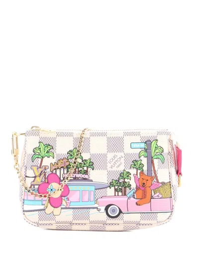 Pre-owned Louis Vuitton Pochette Accessoires Limited Edition Vivienne Xmas Damier Mini Clutch Bag In Pink