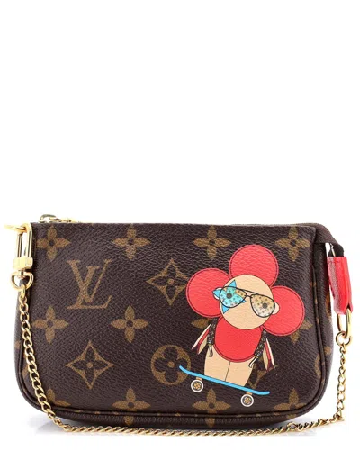 Pre-owned Louis Vuitton Pochette Accessories Limited Edition Vivienne Xmas Monogram Canvas Mini (authentic Pre