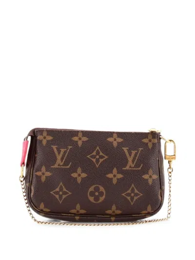 Pre-owned Louis Vuitton Pochette Accessoires Limited Edition Vivienne Xmas Monogram Canvas Mini Clutch Bag In Brown