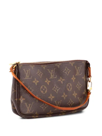 Pre-owned Louis Vuitton Pochette Accessoires Monogram Canvas Clutch Bag In Brown
