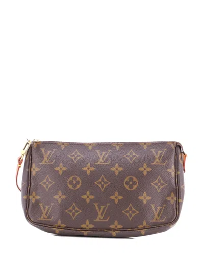 Pre-owned Louis Vuitton Pochette Accessoires Monogram Canvas Clutch Bag In Brown