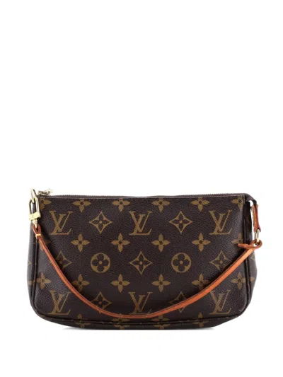 Pre-owned Louis Vuitton Pochette Accessoires Monogram Canvas Clutch Bag In Brown