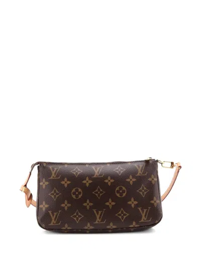 Pre-owned Louis Vuitton Pochette Accessoires Monogram Canvas Clutch Bag In Brown