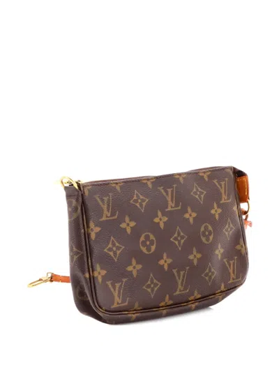 Pre-owned Louis Vuitton Pochette Accessoires Monogram Canvas Clutch Bag In Brown