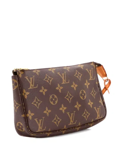 Pre-owned Louis Vuitton Pochette Accessoires Monogram Canvas Clutch Bag In Brown