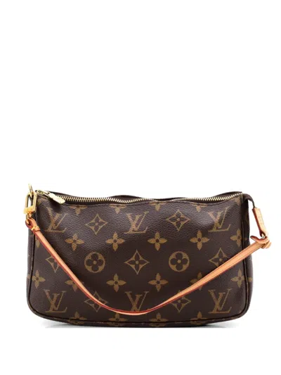 Pre-owned Louis Vuitton Pochette Accessoires Monogram Canvas Clutch Bag In Brown