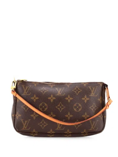 Pre-owned Louis Vuitton Pochette Accessoires Monogram Canvas Clutch Bag In Brown