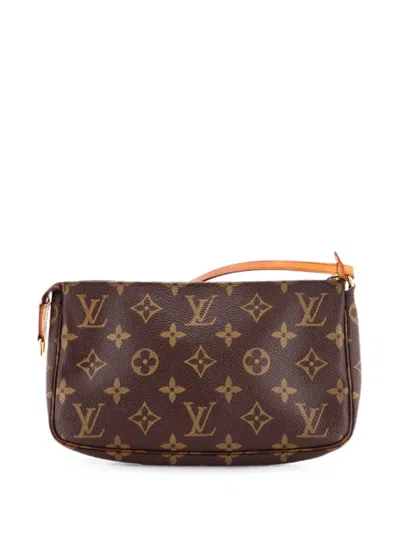 Pre-owned Louis Vuitton Pochette Accessoires Monogram Canvas Clutch Bag In Brown